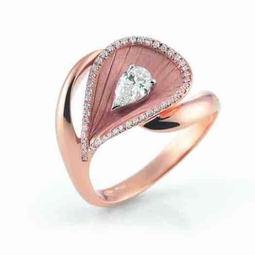 18KT Rose Gold Real Diamond Engagement Ladies Ring
