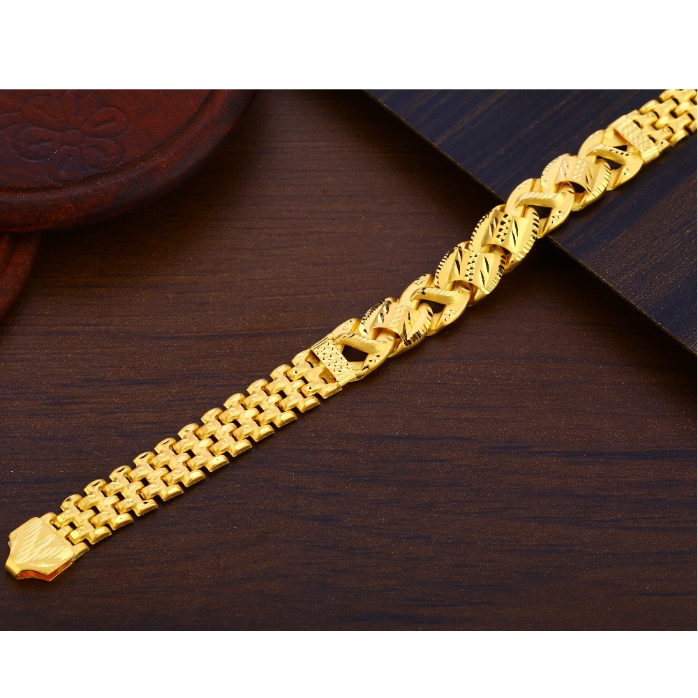 916 Gold CZ Hallmark Mens Stylish Plain Bracelet MPB315
