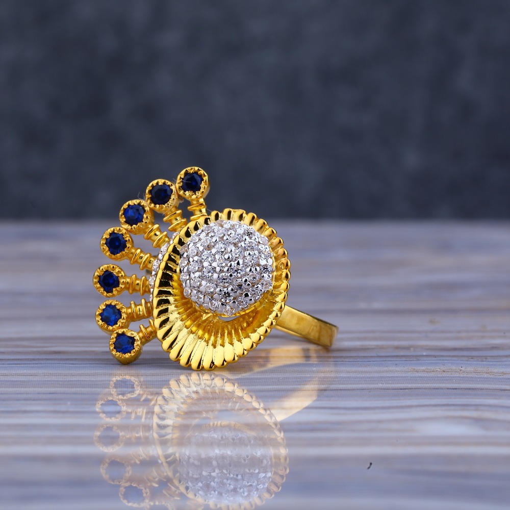 22KT Gold Gemstone Delicate Ladies Long Ring LLR191