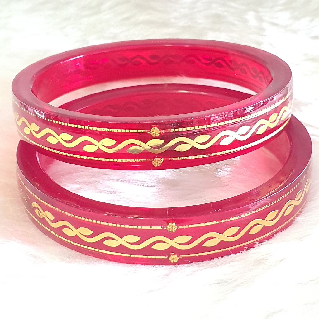Gold red fancy bangles