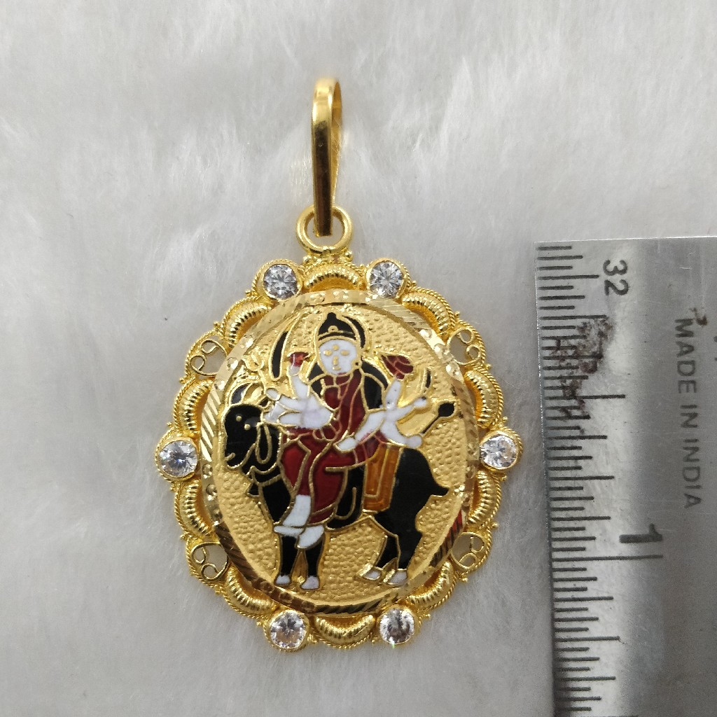 916 Gold Meladi Maa Minakari Pendant