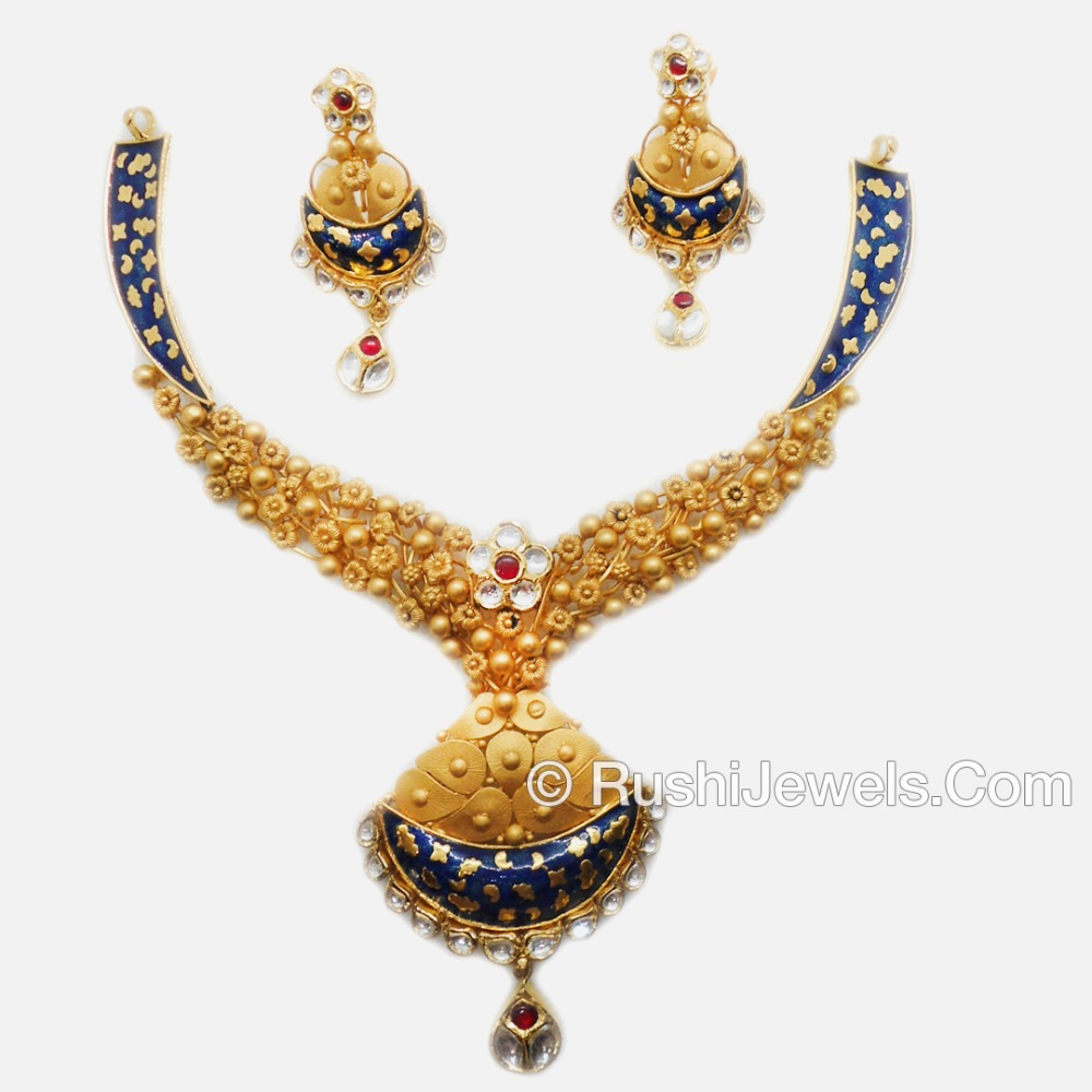 22k Gold Fancy Jadtar Necklace Set