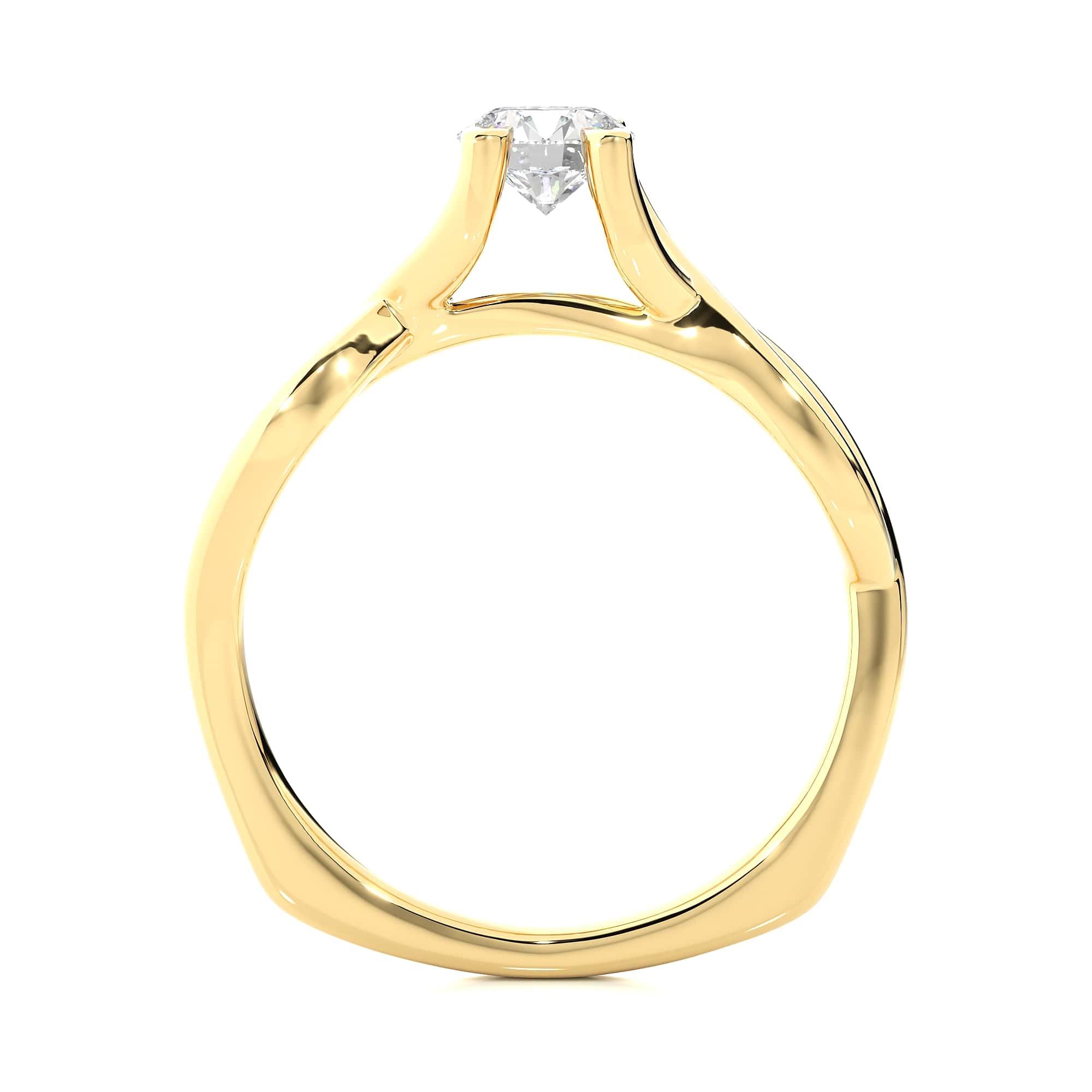 Designed Solitaire Ring YG