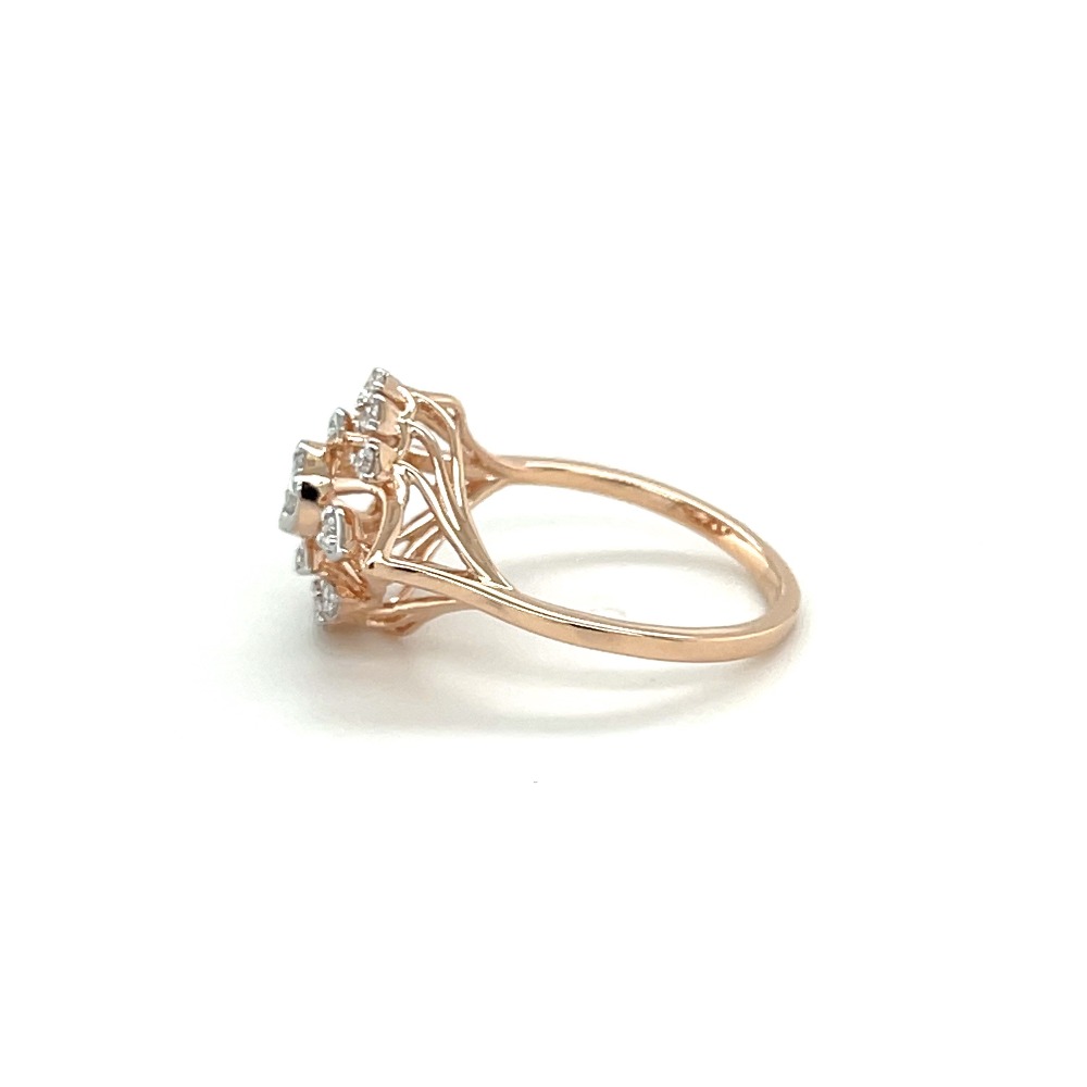 14k Rose Gold Ring with Diamond Blossom in VVS EF quality