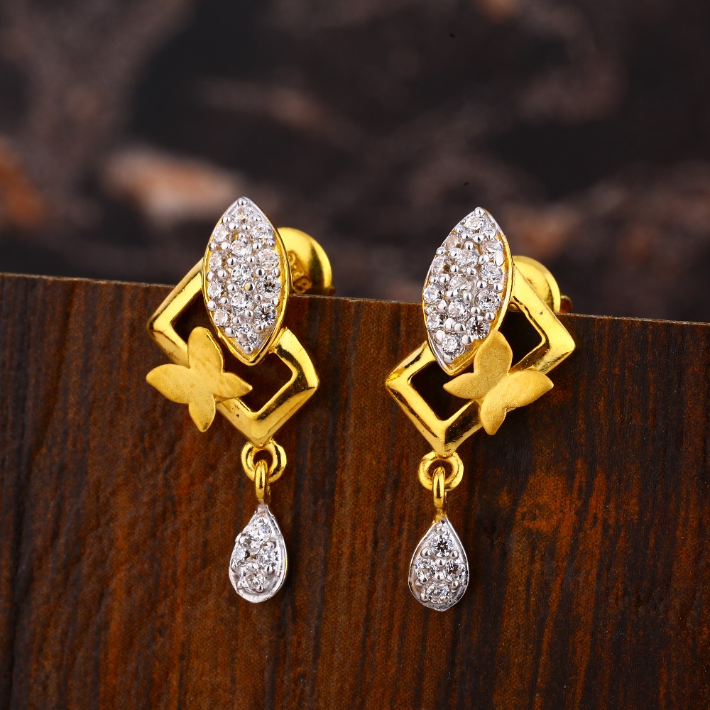 916 Gold CZ Women's  fancy Hallmark Earring LFE496