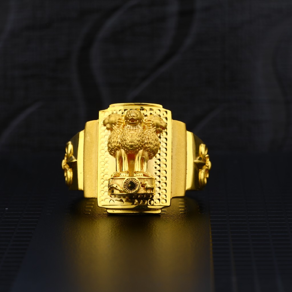 Mens AshokStambh Plain Gold Ring-MPR07