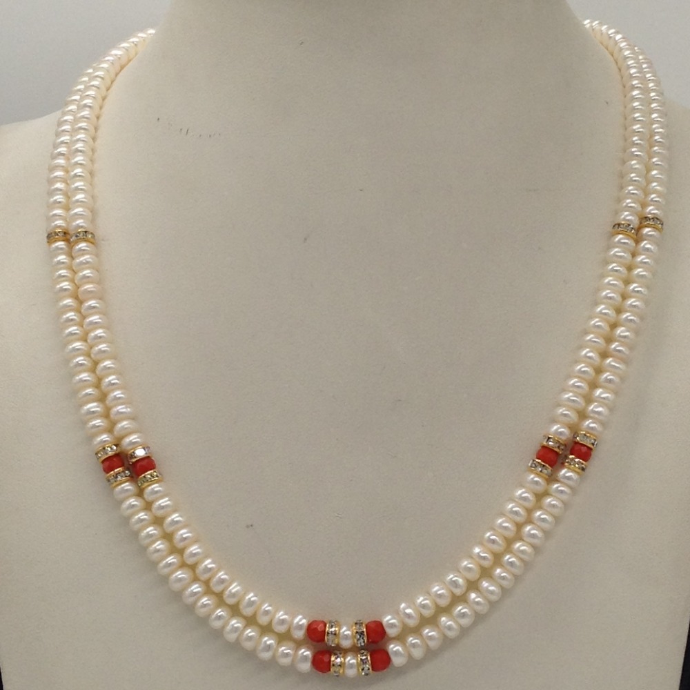 Button Flat Pearls Necklace (Big)