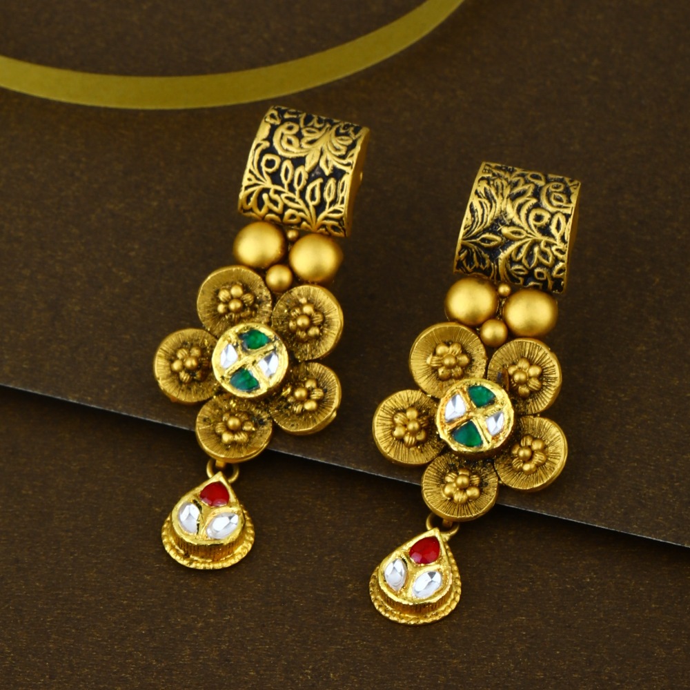 916 Gold Kundan Necklace Set 