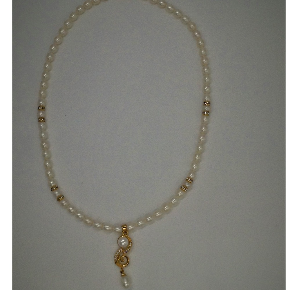 White cz and pearls pendent set with oval pearls mala jps0161