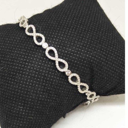 925 Sterling Silver AD Diamond Designed Ladies Bracelet