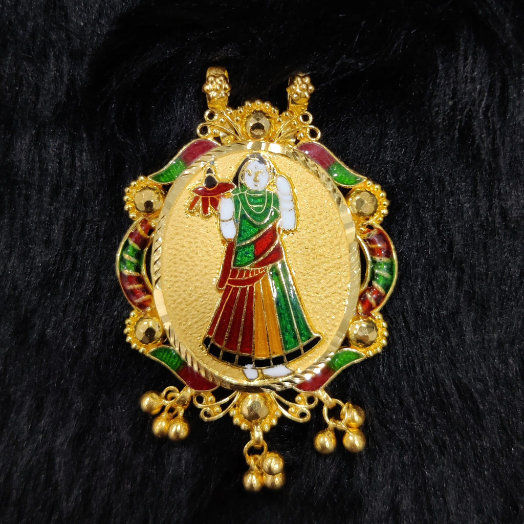 916 Gold Fancy Bhatiyani Maa Minakari Pendant