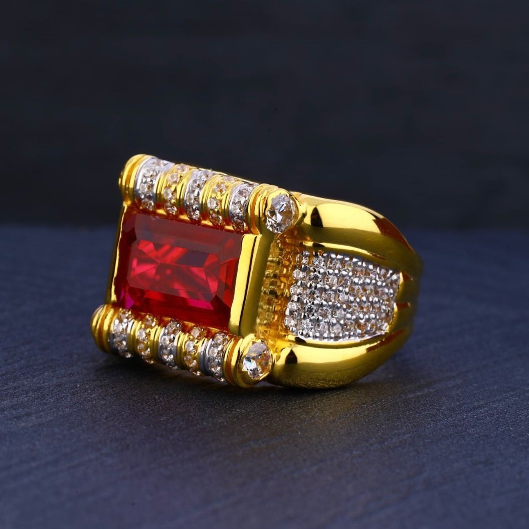 916 Gold Red Stone Ring