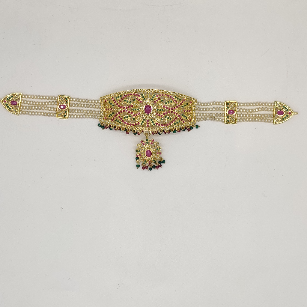 Multicolour Amritsar Choker Set with White Pearls JPS1015
