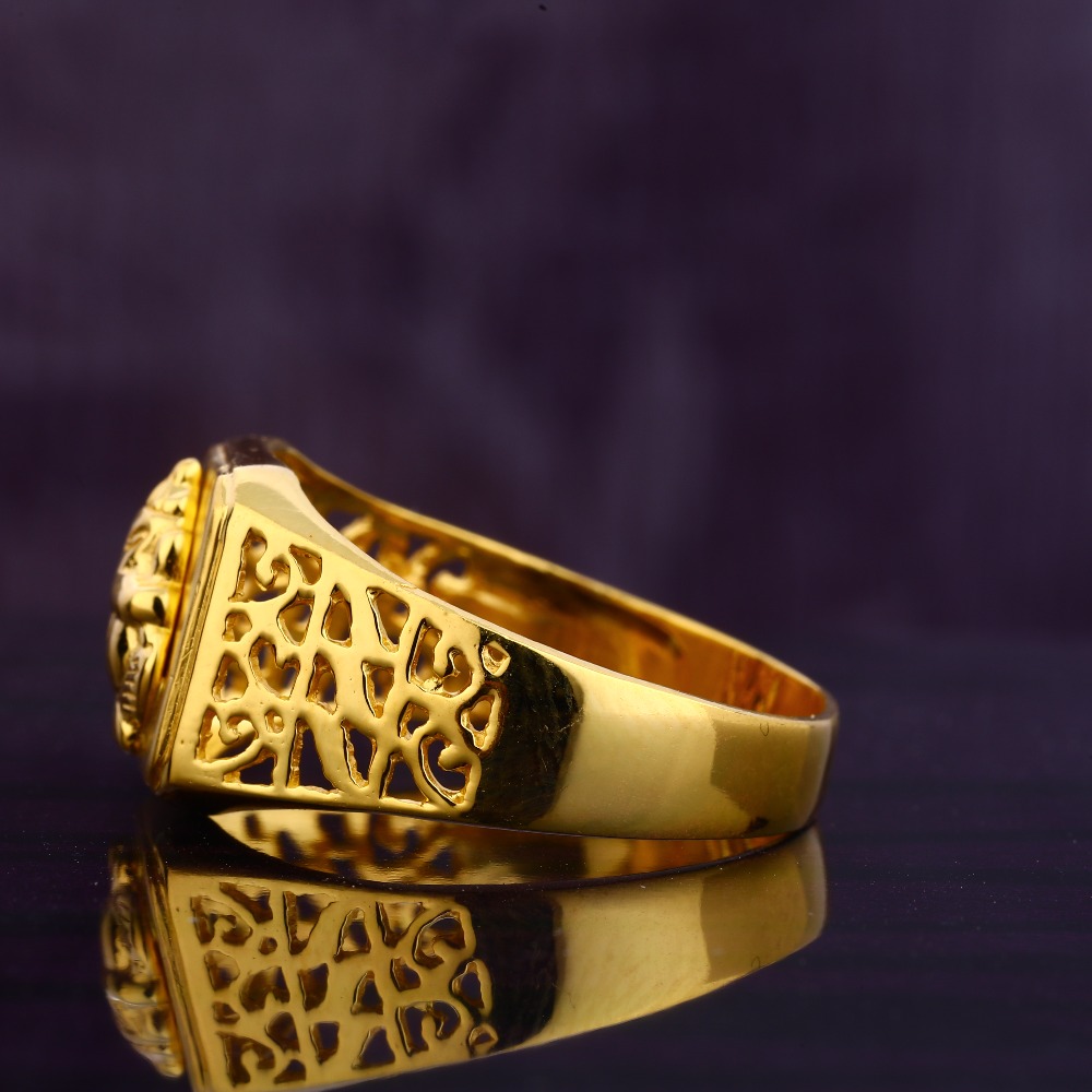 22KT Gold, Coral Ganesh, Men's Ring – Queens D & J
