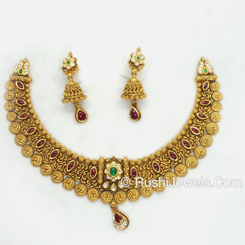 916 Gold Attractive Choker Necklace Set