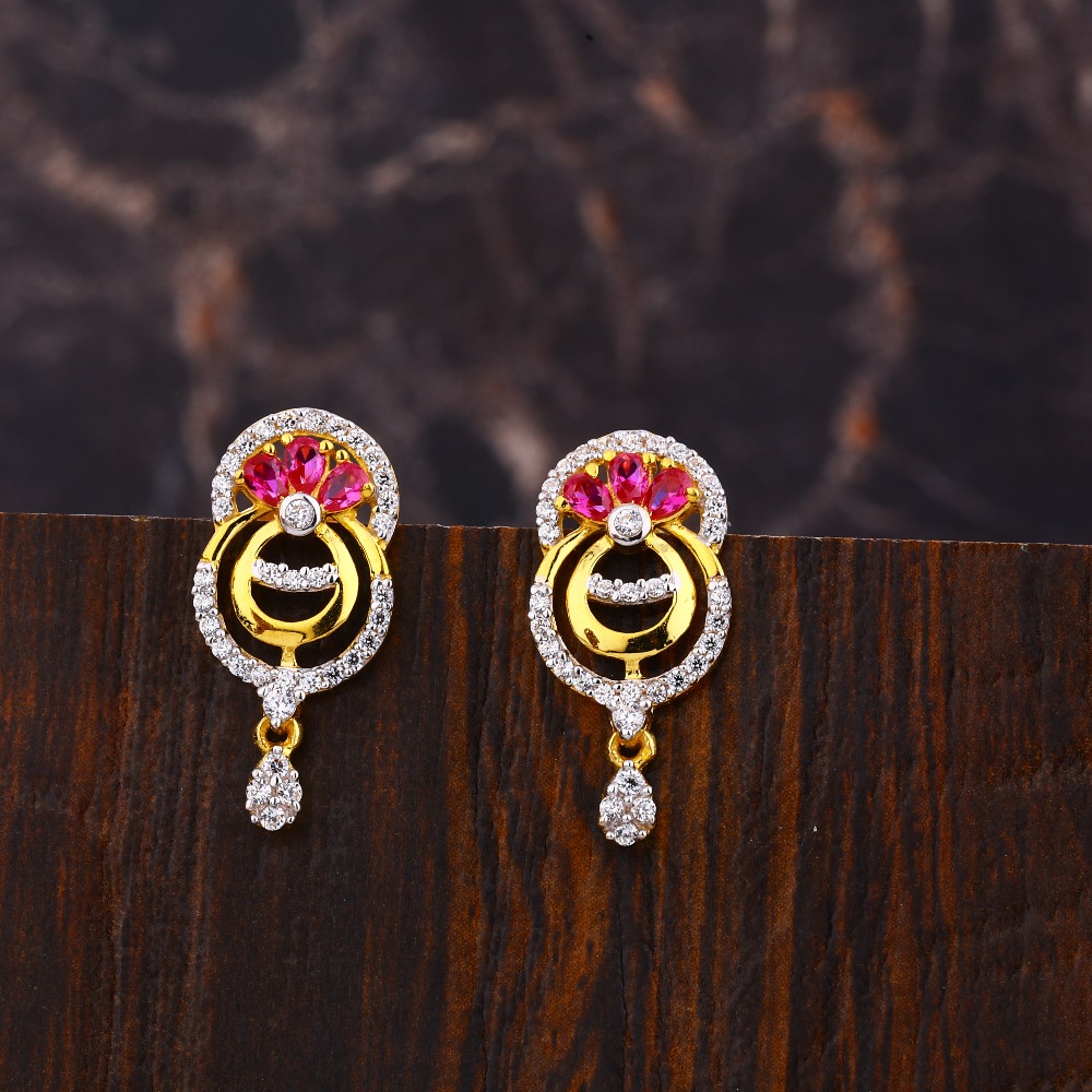 22KT Gold CZ Diamond Delicate Ladies Earring LFE535