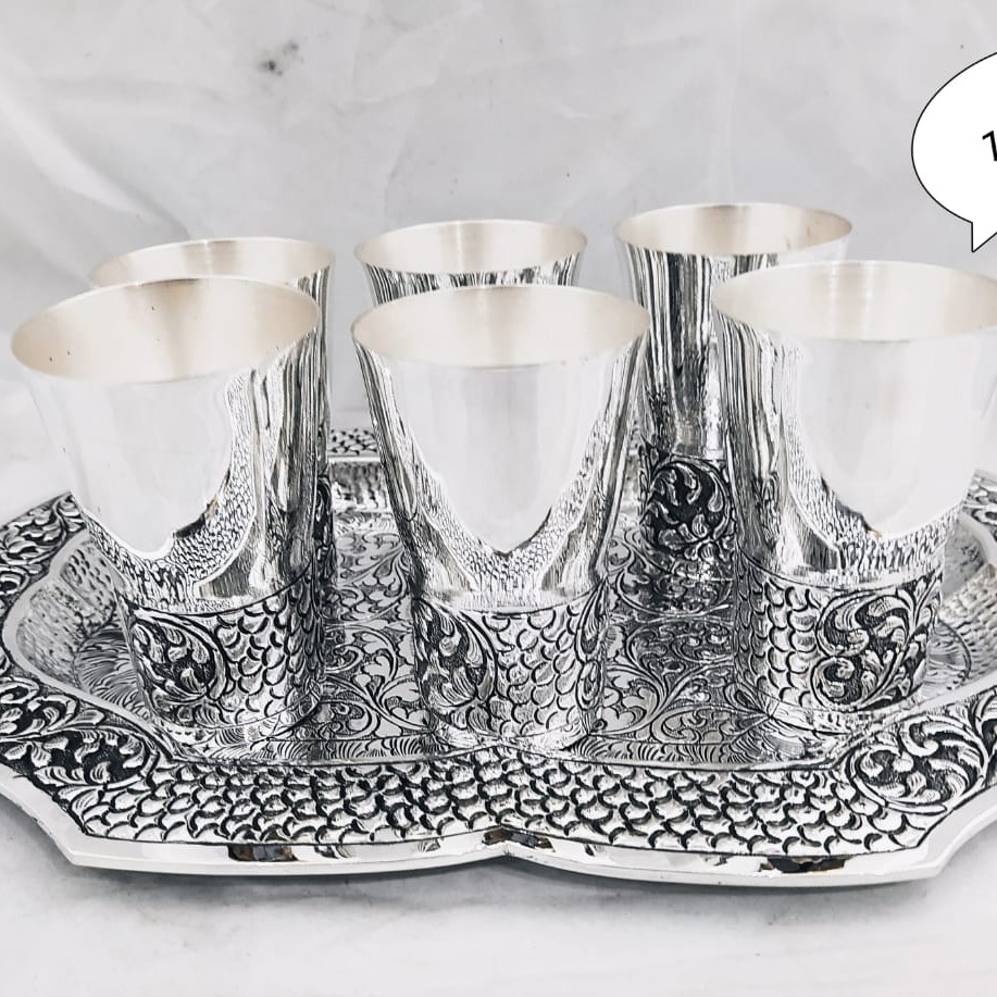 Silver glass and tray set jys0012