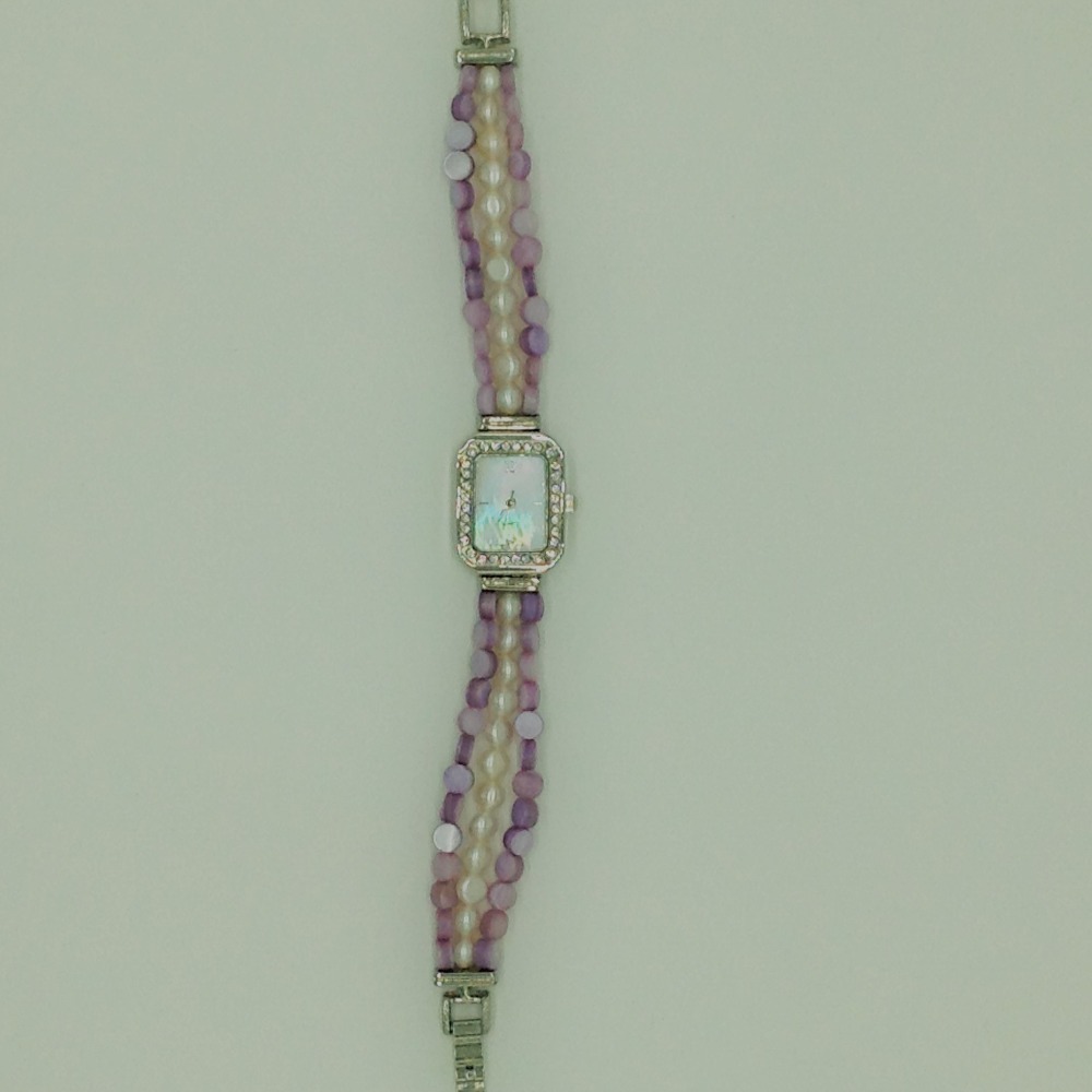Freshwater Button Pearls And Purple Semi Beeds Watch JBG0216