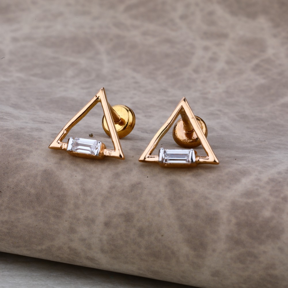 Ladies 18K Rose Gold Triangle Designer Earring -RE14