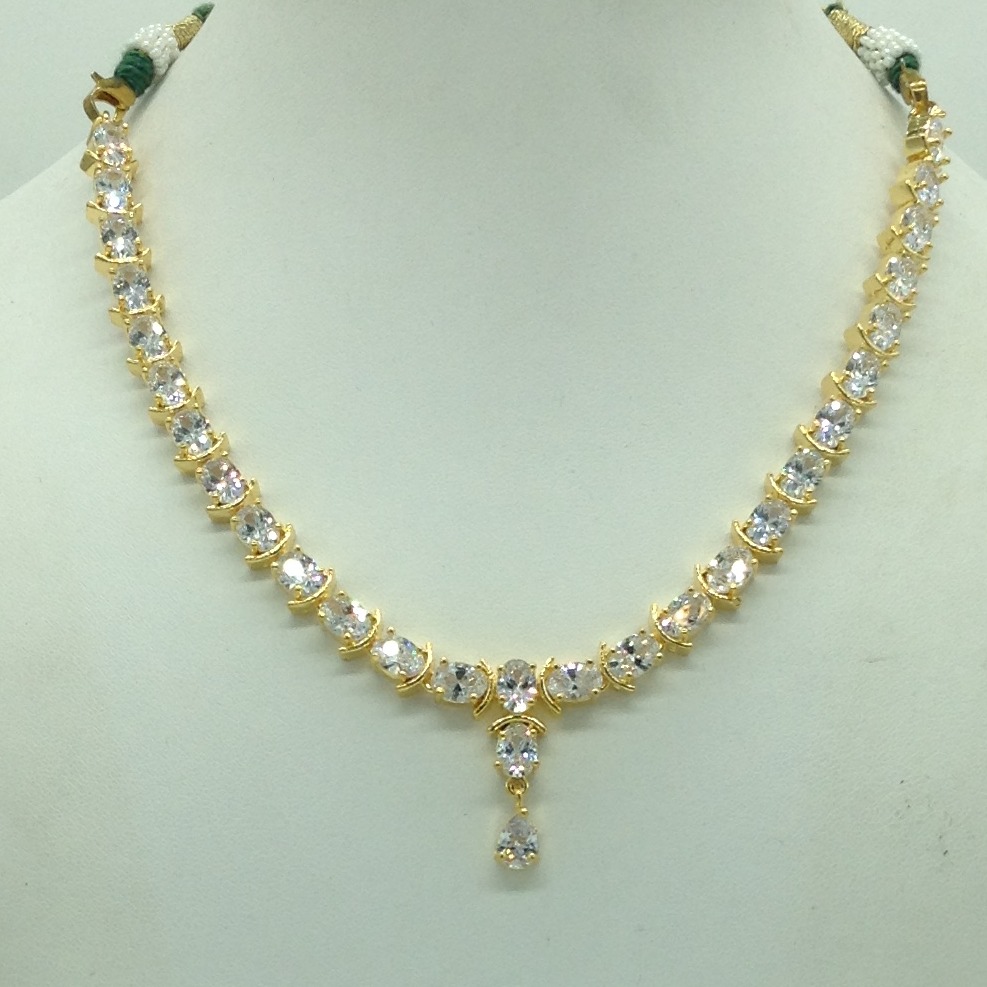 White cz stones necklace set jnc0164