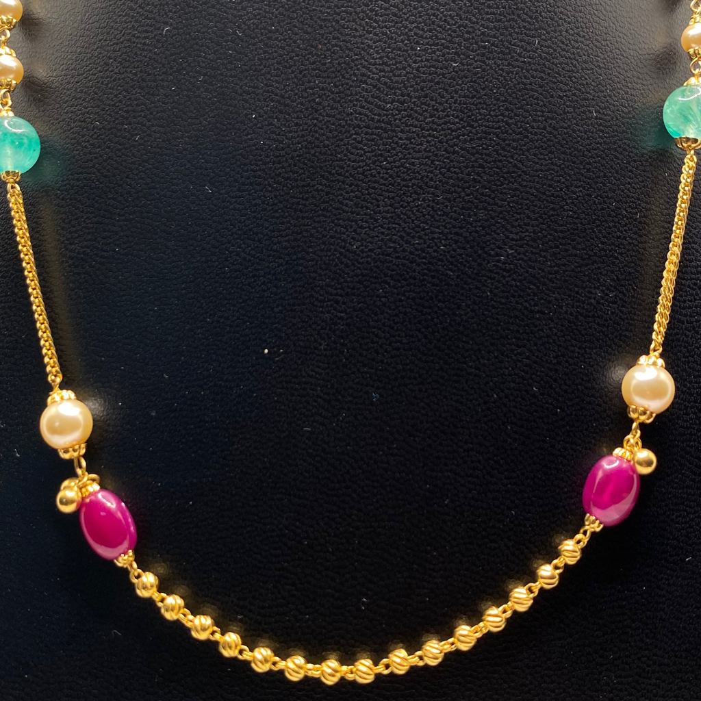 916 Gold Antique pearls necklace