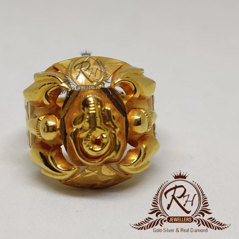 22 carat gold ganpatii ring rH-gr897