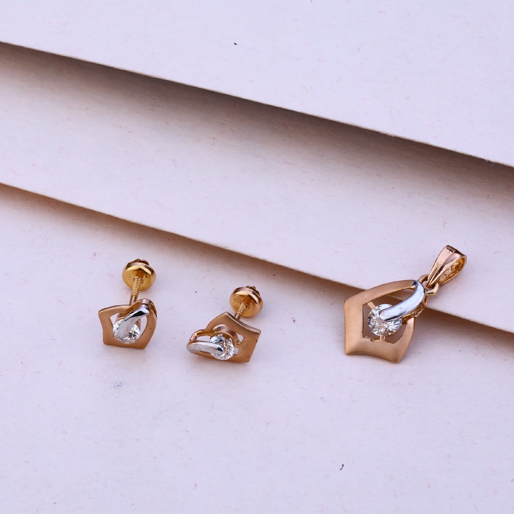 750 Rose Gold CZ Pendant Set RPS89