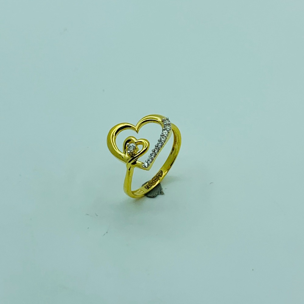 2 gm heart shaped gold ring design for female