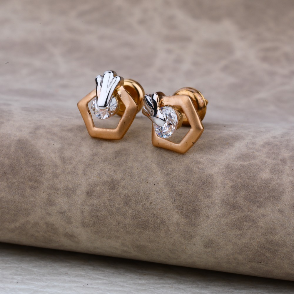 Ladies 76 Rose Gold CZ Earring -RE20