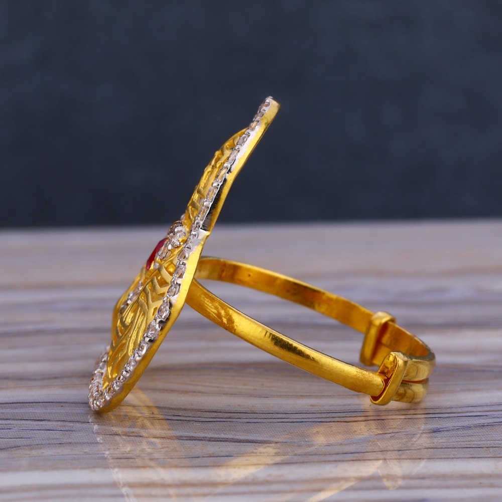 916 Gold CZ Diamond Stylish Ladies  Long Ring LLR243