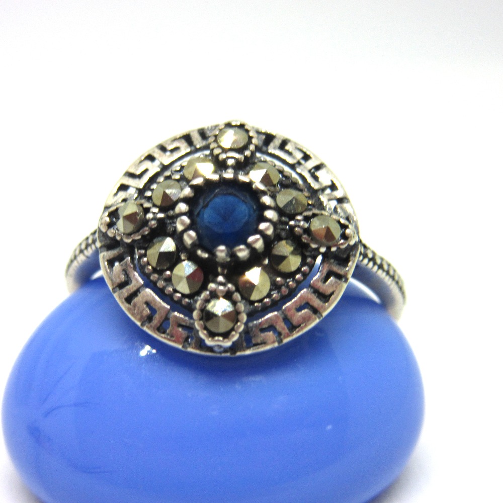 Silver 925 blue stone oxidised ring sr925-292