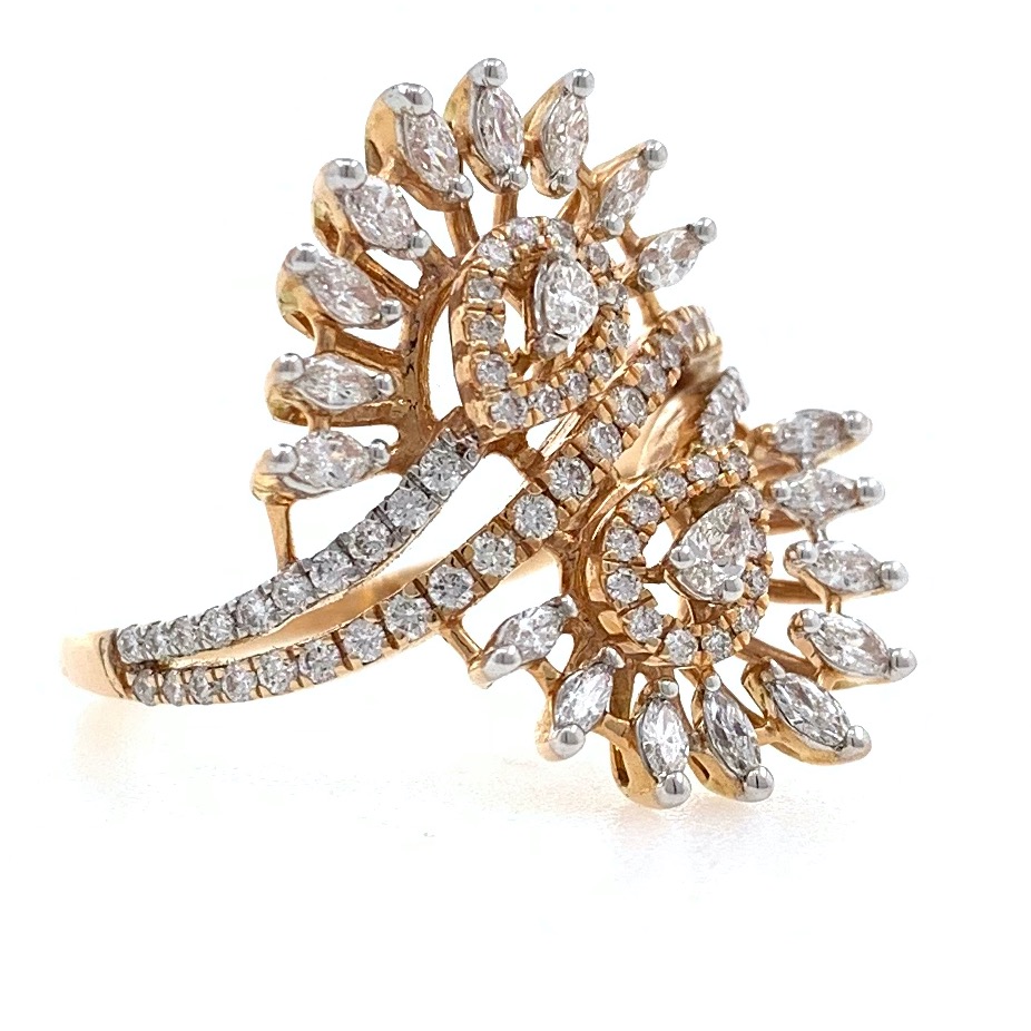 Leaf Petal Design Women's Fashion Micro Pave Diamond Promise Gold Ring 0.10  Ctw. | eBay