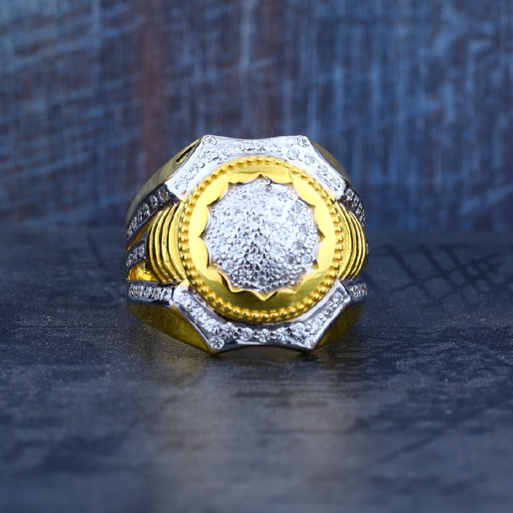 Mens Exclusive 916 Gold Fancy Cz Ring-MR04