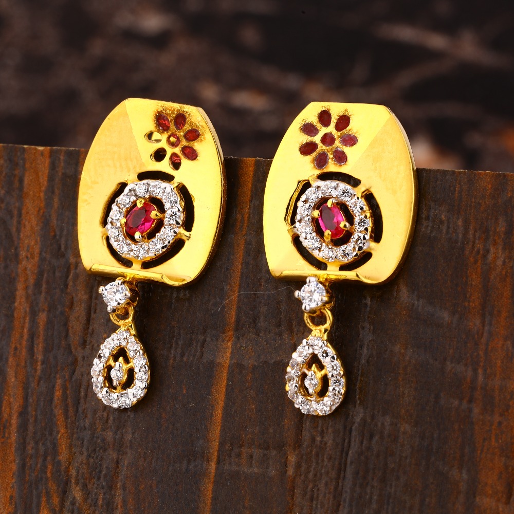 916 CZ Women's Delicate  Hallmark  Gold Earring LFE464