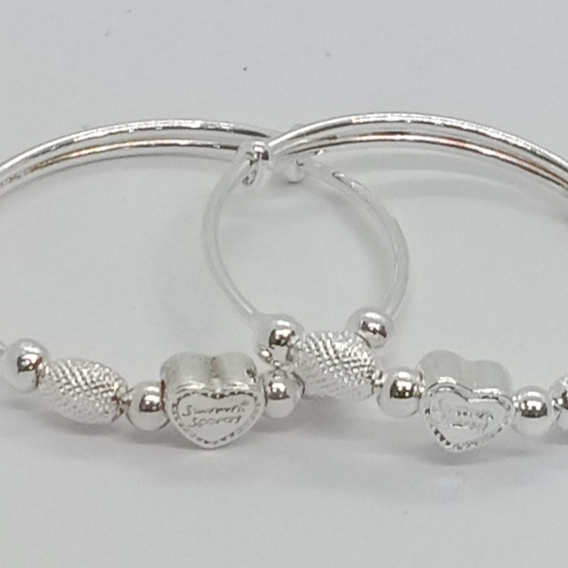 Buy quality silver baby kada, soft edges, adjustable in size in New Delhi