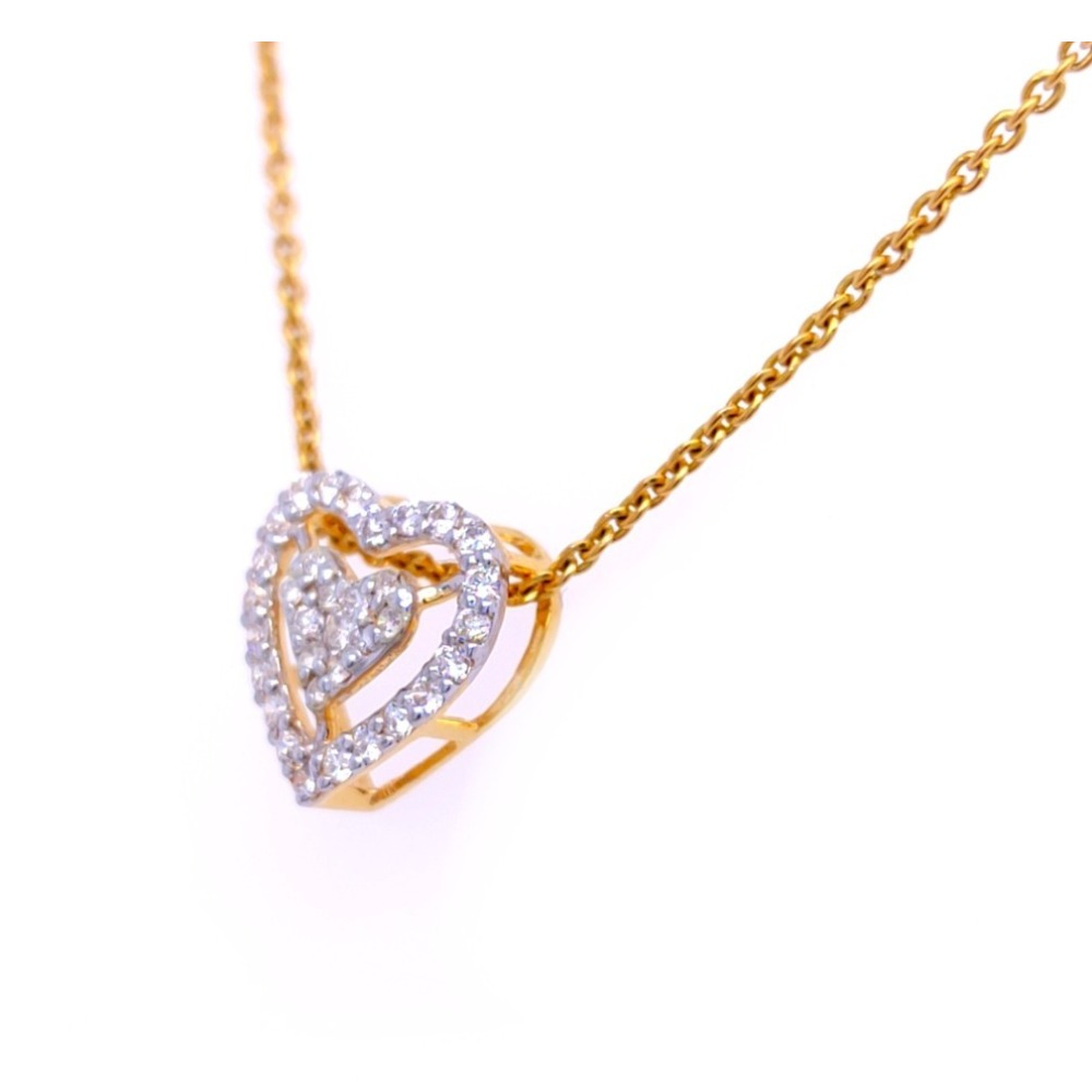 Heart in heart shape gold diamond pendant
