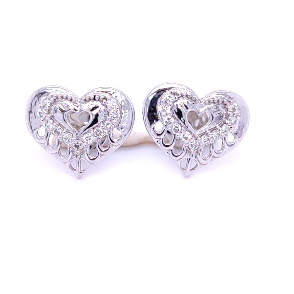 Bonita heart shaped white gold diamond earring