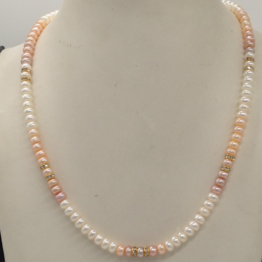 Multicoloured shaded pearls mala with cz chakri jpm0318