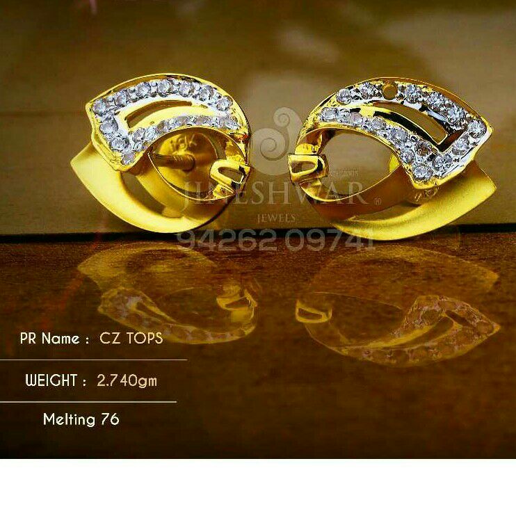 18kt Simple Simmering Cz Gold Ladies Tops ATG -0309