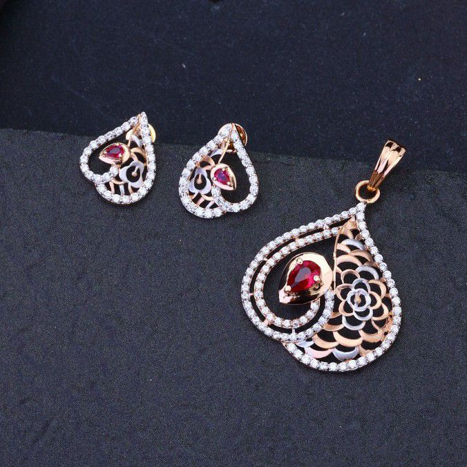 purple coloured rose gold plated charms hanging earrings  Estele
