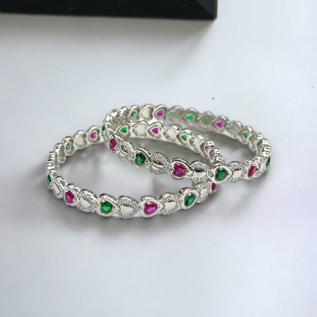 Silver Colorful Stone Bangles