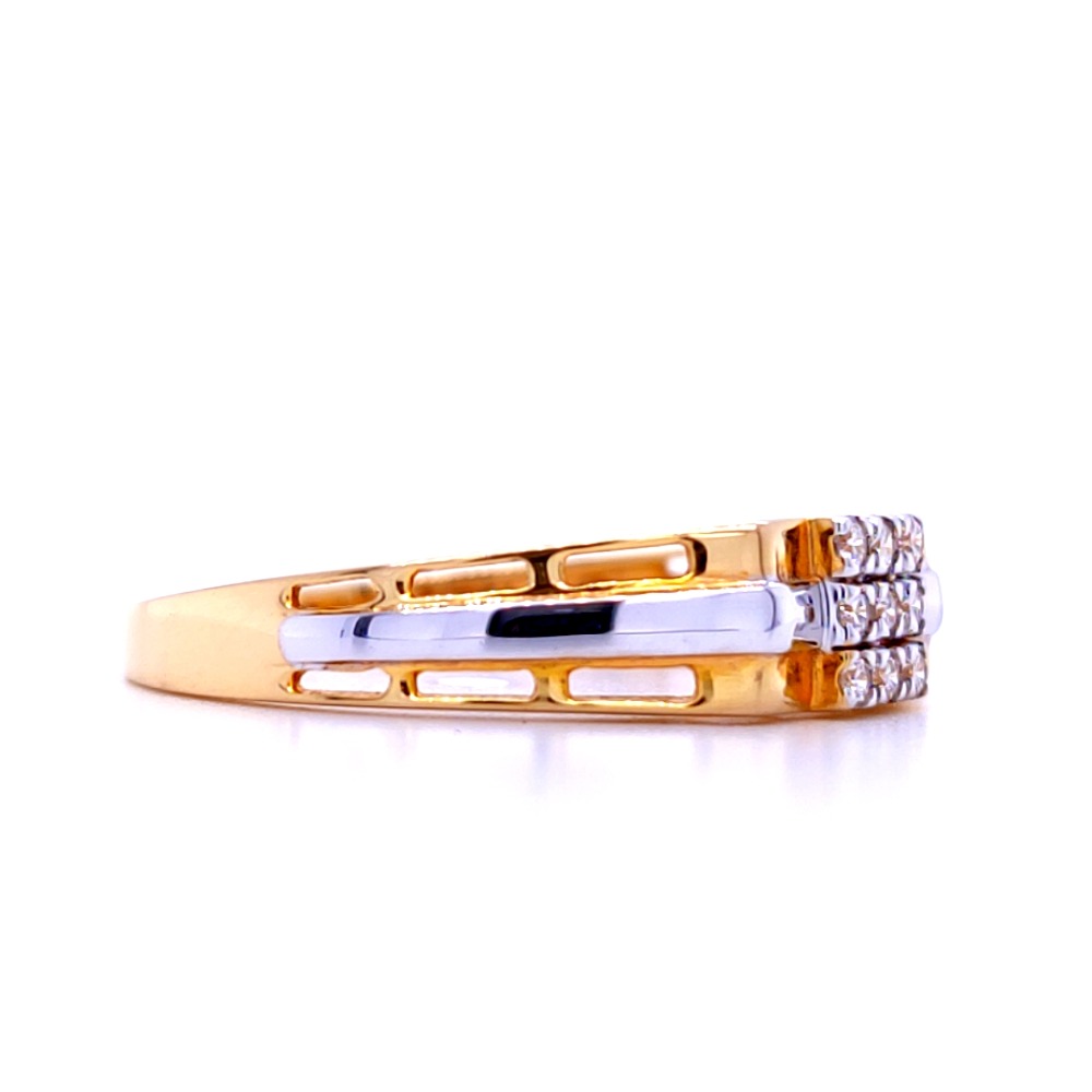 Mens partly rhodium plated daily wear light wt diamond ring