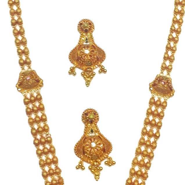 916 gold antique rajwadi necklace set mga - gls039