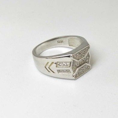 925 Sterling Silver AD Diamond Casual Gents Ring