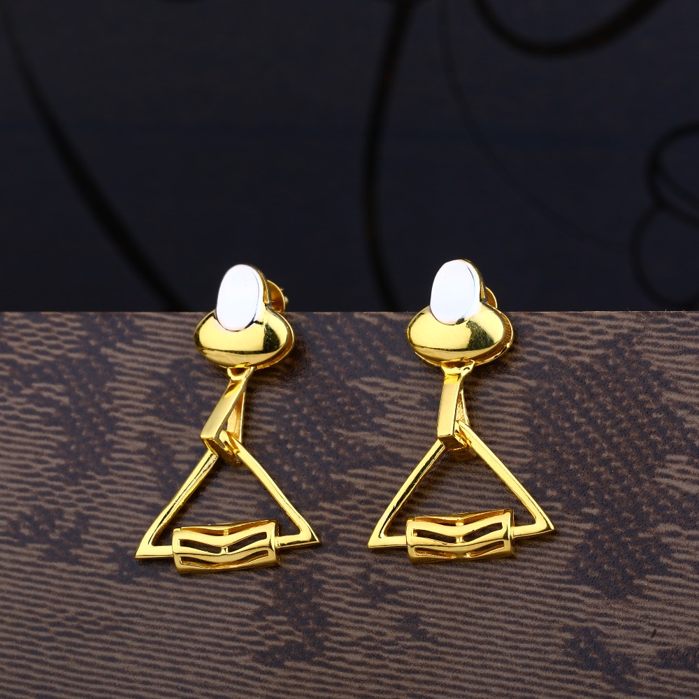 Ladies 916 Gold Designer Plain Earring -LPE65