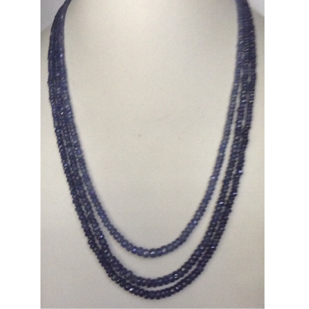 Natural Blue Sapphires Faceted Round Beeds Necklace JSB0068