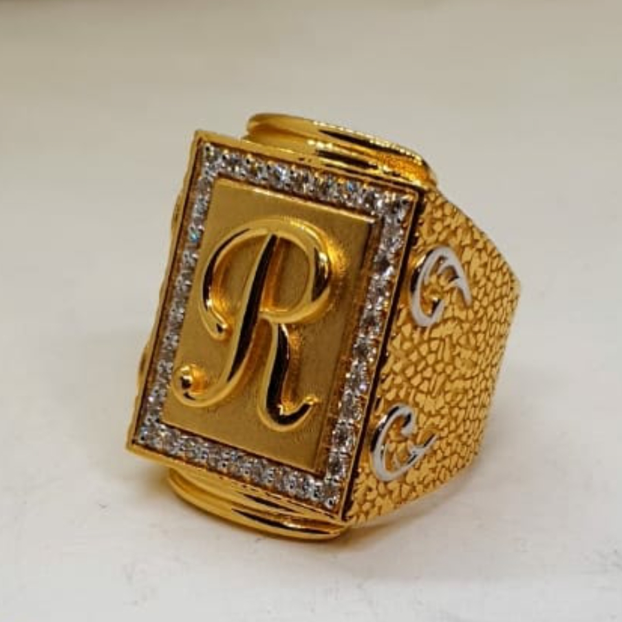 Lettera - 14K Gold Chunky Initial Letter Ring – Dual Jewellery