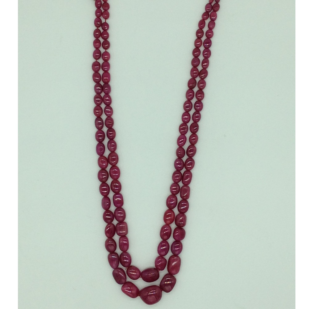Natural red ruby oval aweja 2 layers necklace jsr0125