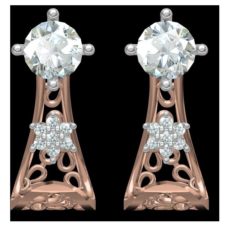 18kt cz rose gold diamond earrings