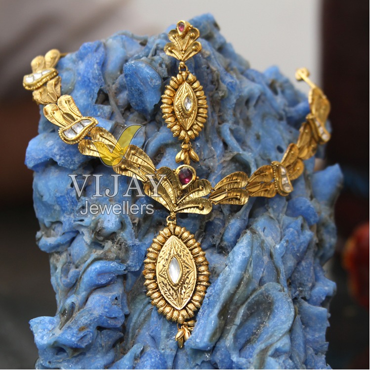 22KT Gold Handmade Jadau Necklace Set